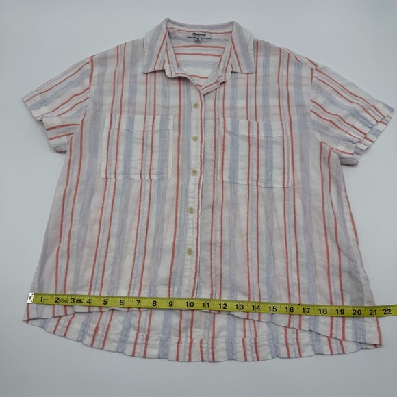 Madewell Women’s Beachside Striped Cotton Blend Cropped Button-Up Shirt XXS Blue - Picture 13 of 15